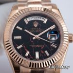 Rolex Day-date 8285 Movement 40mm Black Face Rose Gold President Strap Men Watch